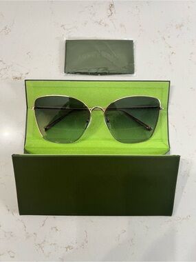 Longchamp Gold Frame Sunglasses with Green Gradient Lenses